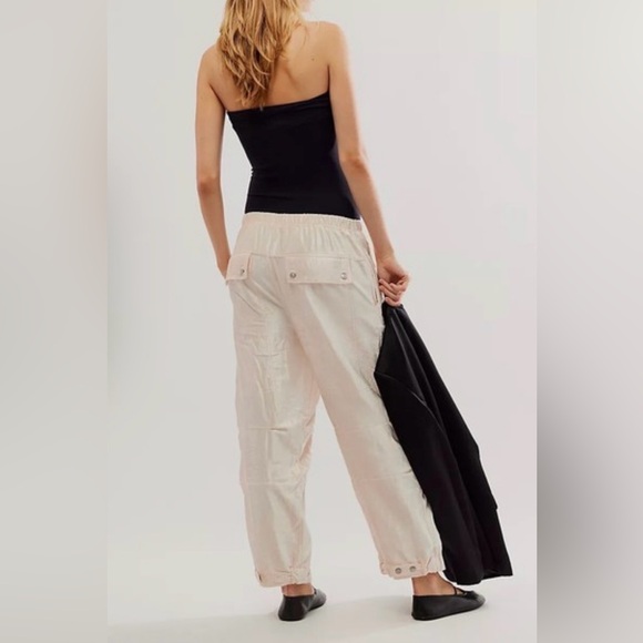Free People Skip a Beat Velvet Cargo pants in light pink/ blush. Worn once EC - Picture 2 of 6